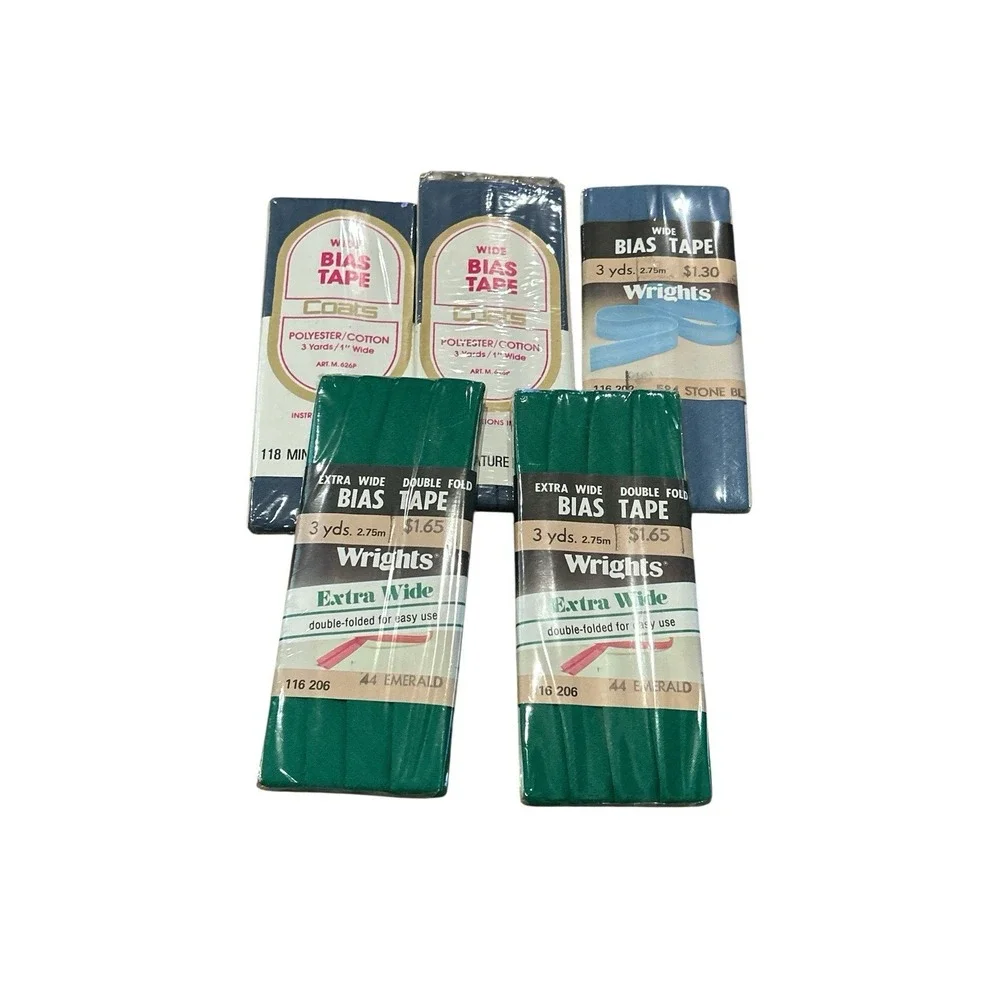 Lot of‎ 24 Bias Tape Packages NOS Mixed Widths, Colors, Brands c1960s-1970s